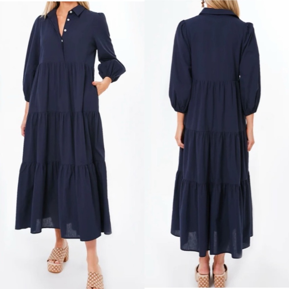 Tuckernuck Pomander Place Navy Mabel Maxi Dress Size Large
